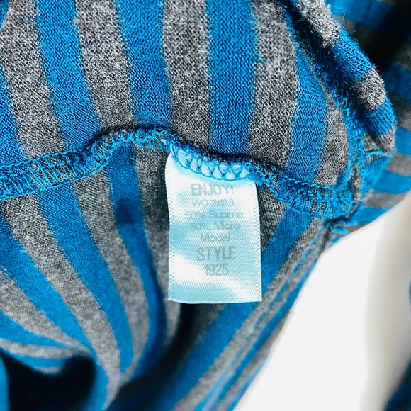 Michael Stars Blue and Gray Stripe Dolman Sleeves Top / One Size - Picture 5 of 8